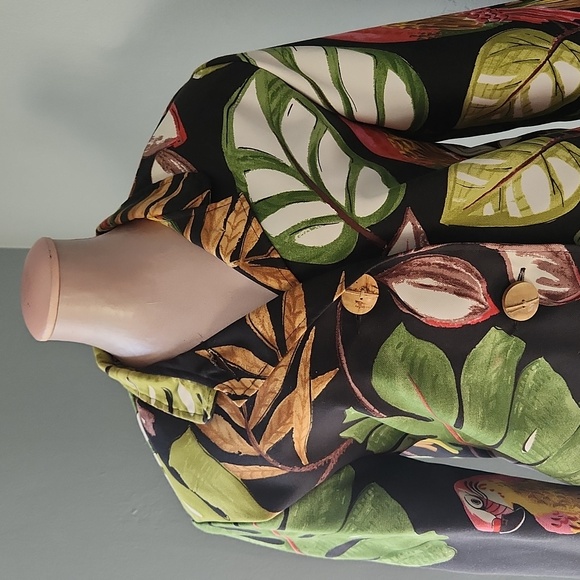 Vintage 90s Painted Pony Twill Artsy Parrot Tropical Jacket Medium - Picture 3 of 12